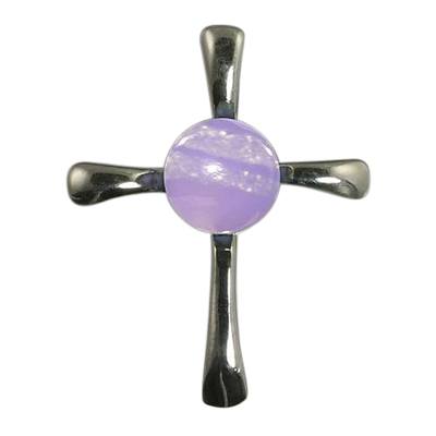 Lavender Cross Cremation Ash Pendant
