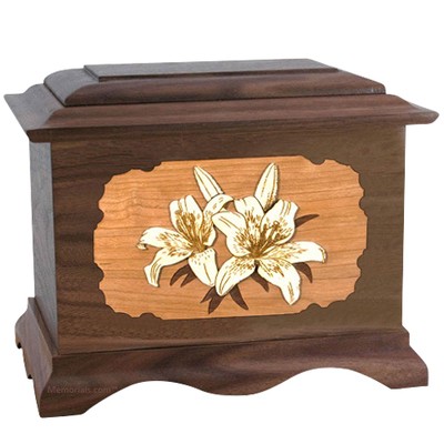 Lily Walnut Cremation Urn