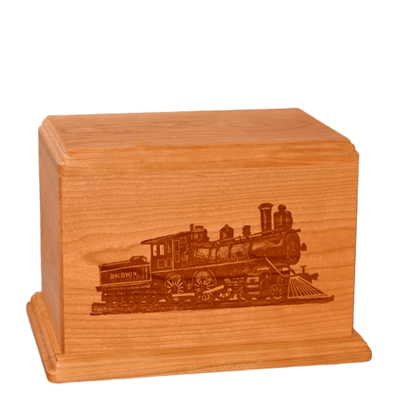 Locomotive Individual Mahogany Wood Urn