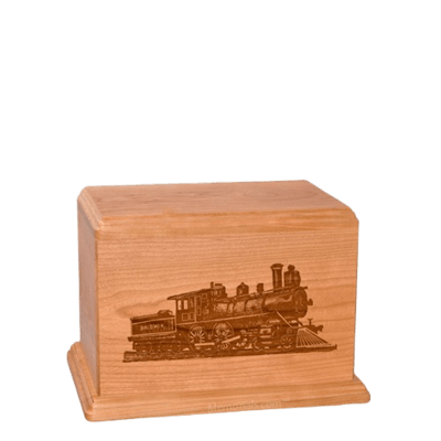 Locomotive Small Cherry Wood Urn