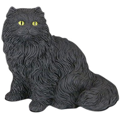 Black Longhair Cat Cremation Urn