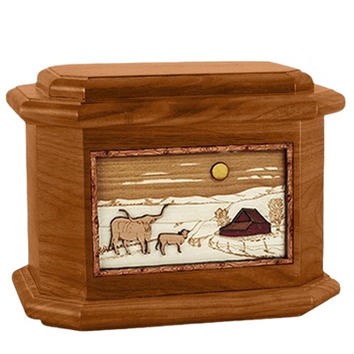 Longhorn Mahogany Octagon Cremation Urn