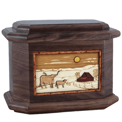 Longhorn Walnut Octagon Cremation Urn