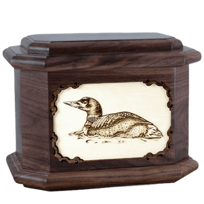 Loon Walnut Octagon Cremation Urn