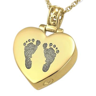 Lovely Heart 14k Gold Cremation Print Keepsake