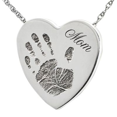 Loving Heart Sterling Cremation Print Keepsake