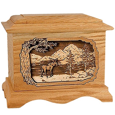 Moose Oak Cremation Urn For Two