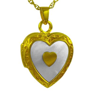 Double Pearl Heart Keepsake Pendant II