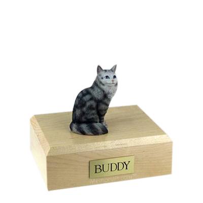 Maine Coon Silver Tabby Small Cat Cremation Urn 