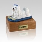 Maltese with Newspaper Large Dog Urn