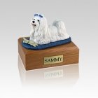 Maltese with Newspaper Small Dog Urn