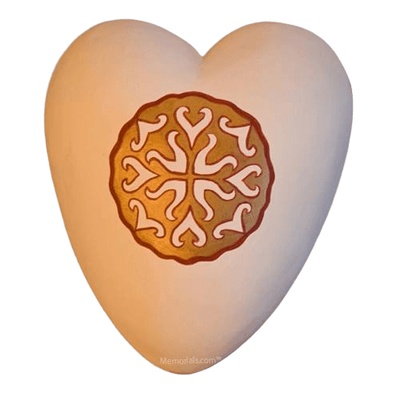 Mandala Ceramic Heart Urn