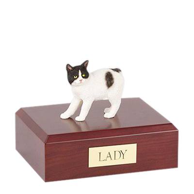 Manx Black and White Large Cat Cremation Urn 