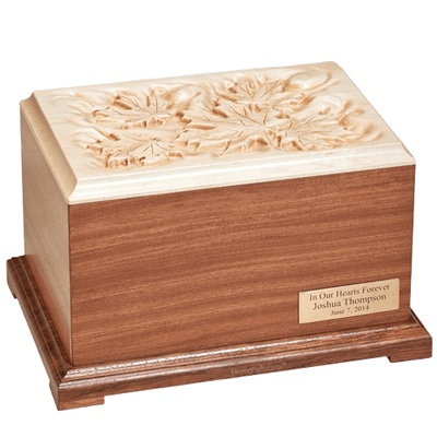 Maple Leaves Wood Urn