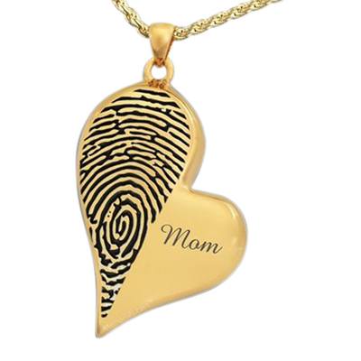 Merged Heart 14k Gold Cremation Print Keepsake