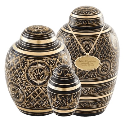 Midnight Ornate Cremation Urns