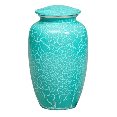 Mint Crackle Metal Cremation Urn