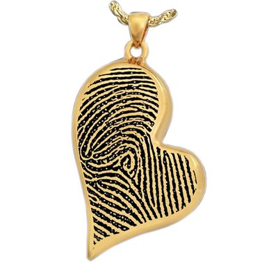 Modern Heart 14k Gold Cremation Print Keepsake