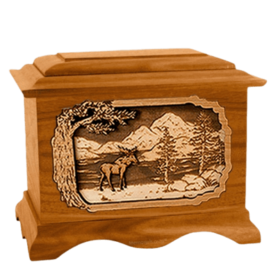 Moose Mahogany Cremation Urn