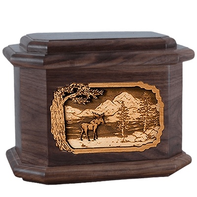 Moose Walnut Octagon Cremation Urn