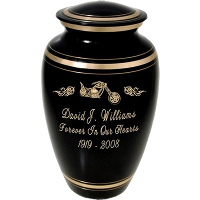 Motorcycle & Flames Cremation Urn