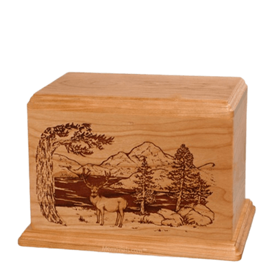 Mule Deer Individual Cherry Wood Urn