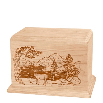 Mule Deer Individual Maple Wood Urn