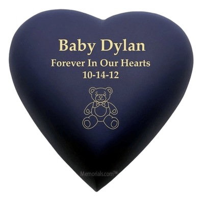 Navy Blue Heart Child Cremation Urn