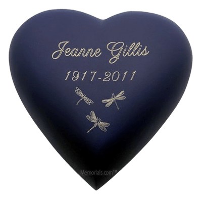 Navy Blue Heart Keepsake Cremation Urn