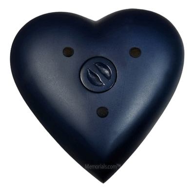 Navy Blue Heart Keepsake Cremation Urn