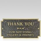 No Pagers or Phones Signage Plaque