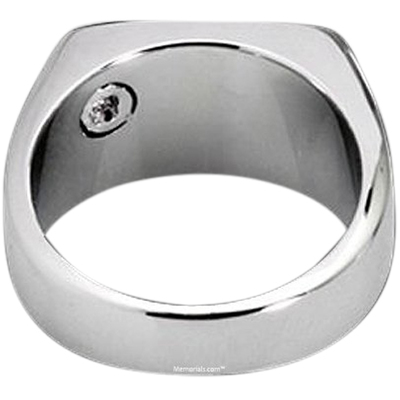 Oblong 14k White Gold Cremation Print Ring