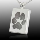 Oblong Paw Tag 14k White Gold Print Cremation Keepsakes