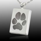 Oblong Paw Tag Sterling Print Cremation Keepsakes