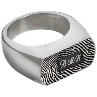 Oblong Stainless Cremation Print Ring