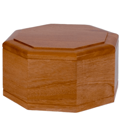 Octagon Mahogany Wood Cremation Urn