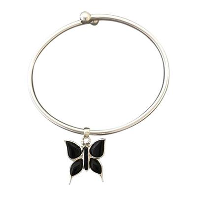 Onyx Butterfly Ash Cremation Bracelet