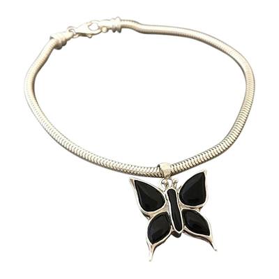 Onyx Butterfly Cremation Bracelet