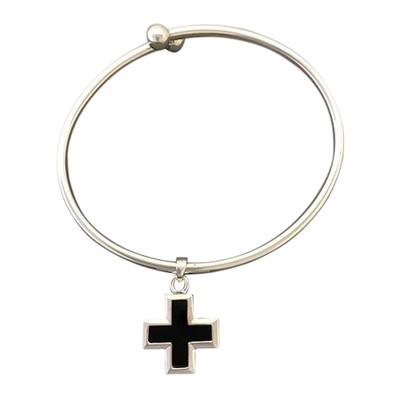 Onyx Cross Ash Cremation Bracelet