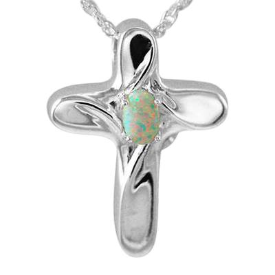 Opal Cross Cremation Jewelry III