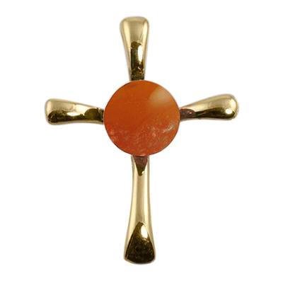 Orange Cross Cremation Ash Pendant
