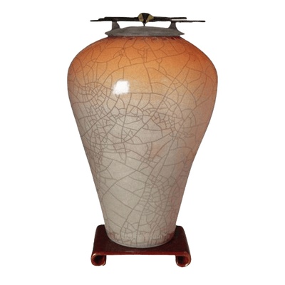 Raku Tall Orange Star Cremation Urns