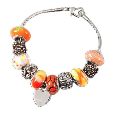 Orange Heart Cremation Bracelet