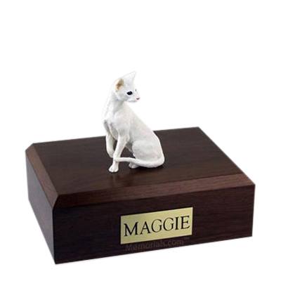 Oriental White Large Cat Cremation Urn