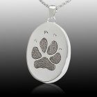 Oval Paw 14k White Gold Print Cremation Keepsake