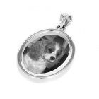 Oval White Gold Etched Pendant
