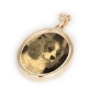 Oval Yellow Gold Etched Pendant