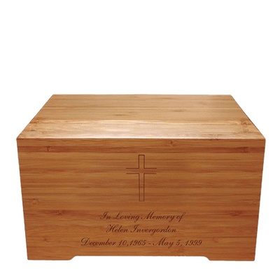 Cross Bamboo Distinction Green Cremation Urn