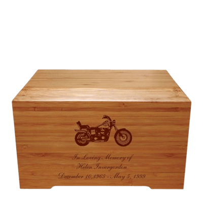 Motorcycle Bamboo Distinction Green Cremation Urn
