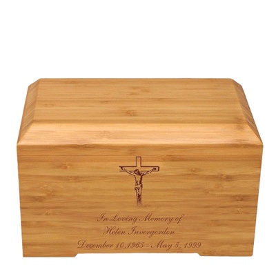 Crucifix Bamboo Essence Cremation Urn